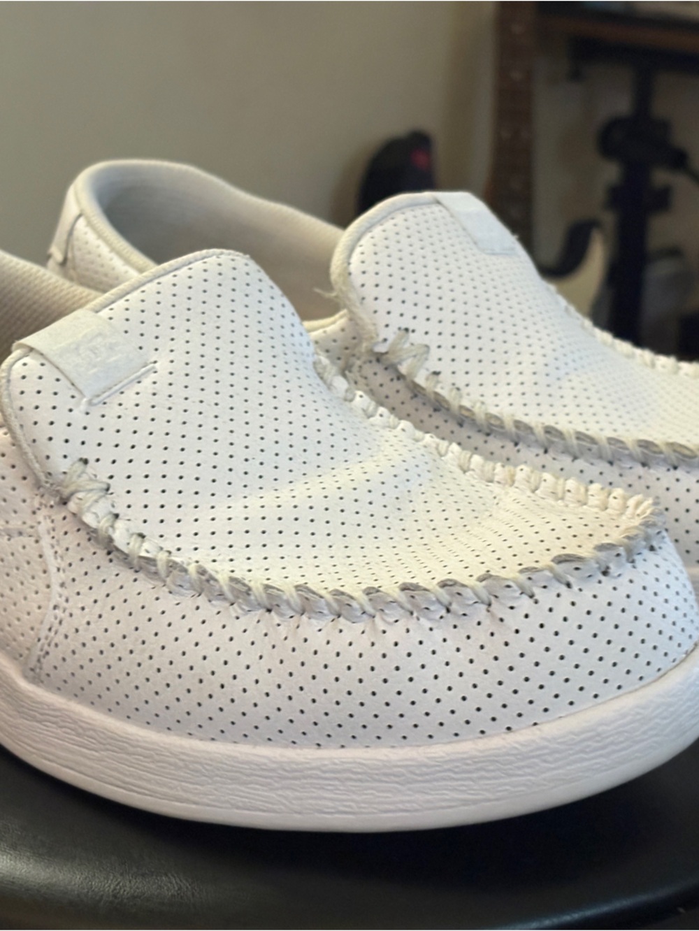 DC White Perforated Slip-On Loafers for Men
